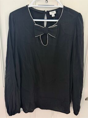 J.Crew Factory Blouse XL | NWT Black Rhinestone Bow